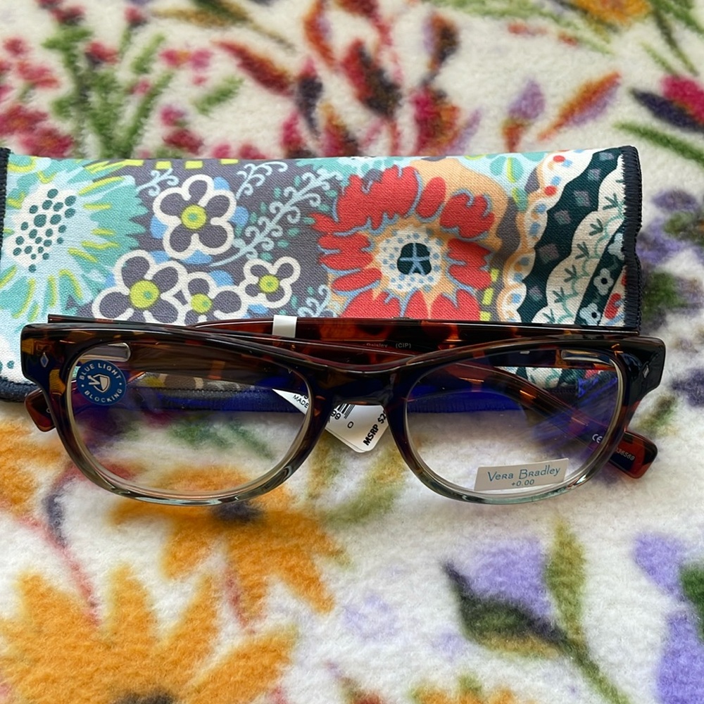 Last One! Vera Bradley Courtney Blue Light Blocking Readers Citrus Paisley +0.00
